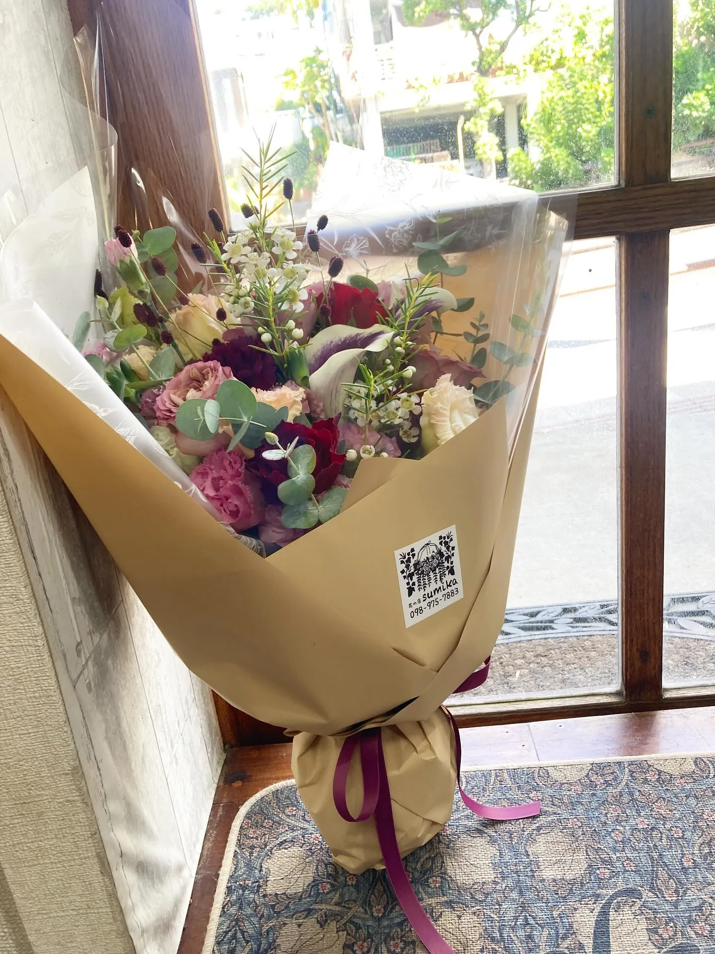 送別会の花束💐秋らしいおしゃれな大人の花束です。